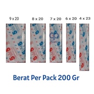 LILIN PE plastic bags for ice, mambo,/s, candles, sauce wrappers, size 4x23, 6x20, 7x20, 8x20 & 9x20