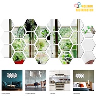 Acrylic Hexagon Mirror 8cm 12pcs Honeycomb Wall Sticker Decoration Cermin Heksagon Hiasan Dinging TC0P17