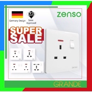 Zenso Grande Switches & Socket  White Colour 13A socket  universal 13A socket Double 13A socket siri