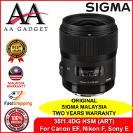 Sigma 35mm f1.4 DG HSM Art Lens for Canon EF /Nikon EF/ Sony E 35 f1.4 Ship from Malaysia 100% Sigma Warranty