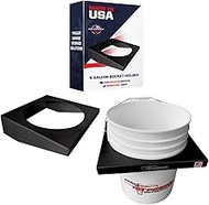Pit Posse PP3352BK 5 Gallon Bucket Holder Rack Stand - Made in USA - Bucket Storage Mount for Garage