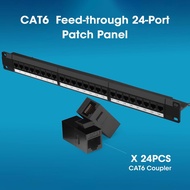 ZoeRax แผงกระจายสายไฟ24พอร์ต Cat6 Cat7 Cat6a พร้อมแกนหลัก10ก. ตัวต่อ RJ45แผงกระจายสายไฟ19นิ้วพร้อมแก