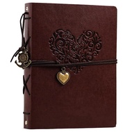 GO Auto-Photo Album Vintage Leather Scrapbook Wedding Guest Refillable Black Pages Birthday Gift Ann