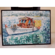 A2 size watercolor drawing with photo frame wall hanging