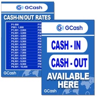 GCash Cash-in Cash-out Price Rates Signage GCash Pay-Bill and E-Loading Signage