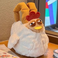 Gaggle of Three Hens Plush Toy Cozy Birthday Gift for Girls Geometric Patterned Fabric Chicken Dolls