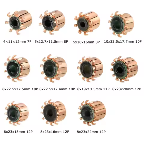 11 Sizes Electric Motor Commutator 7/8/10/12 Gear Teeth 4-10mm ID 11-23mm OD Copper Motor Accessory 