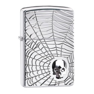 29931 Zippo Spider Web Skull Design ของแท้ (Empty Zippo Lighter without Fuel ไฟแช็กเปล่าไม่มีเชื้อเพ