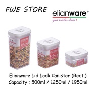 Elianware Lid Lock White Elegant Rectangular Airtight Canister food storage Container ( 500ML / 1250