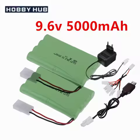 8*AA 9.6V 5000mah Ni-MH Rechargeable Battery with Tamiya plug and Charger For Rc Cars Tanks Trucks t