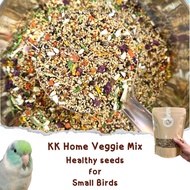 KKHome Veggie Mix Healthy seeds for  Small Birds อาหารหลักสำหรับนกแก้วขนาดเล็กเช่น นกแก้วฟอพัส เลิฟเบิร์ด และหงส์หยก