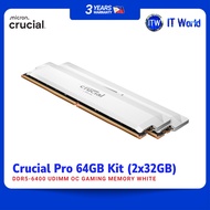 Crucial Pro DDR5 64GB (2x32GB) 6400MHz UDIMM OC Desktop Gaming Memory White CP2K32G64C40U5W itw