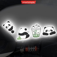 SMARTSIMPLE 5Pcs/Set Motorcycle Helmet Decal Waterproof Creative Pandas Night Warning Sign Reflectiv