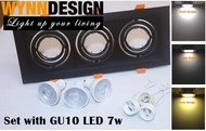 Wynn Design Eyeball Casing Set with GU10 Led Bulb Triple Holder Designer Black Casing Square Shape L