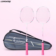 LEMONTRE Badminton Racket, 4U 22LBS G5  Cherry Racquet Carrying Bag, Portable T800 Strings Grips Non