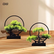 CEASI Plastic Flowers, Pine Tree Branches Plant Leaves Artificial Potted Pine Tree, Fake Trees Plast