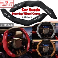 Audi Suede Leather Car Steering Wheel Cover Non-Slip Clip-on Grip Cover For A3 8l 8Y A1 Q5 TT mk2 A5