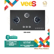 Vees 5.0Kw 3 Burner Tempered Glass Gas Hob DGH-8650 With Safety Device