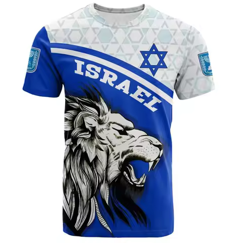 Israel Flag Men's T-shirt 3D Print Israelis National Emblem T Shirt For Men Short-sleeved Oversized 