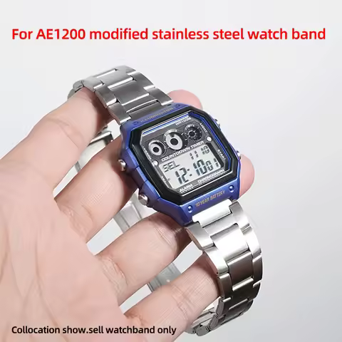 AE1200 Stainless steel strap For Casio watch Small Square 3299 AE-1200WH/1300WH W-218 AE 1200 metal 