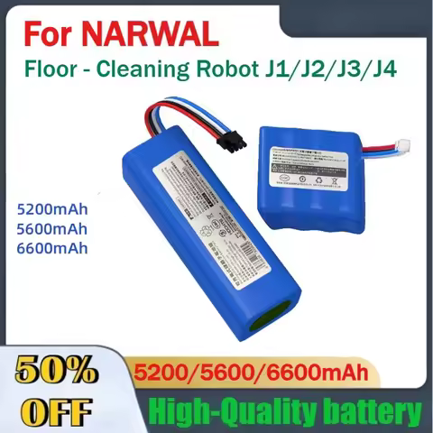 5200mAh 5600mAh 6600mAh 14.4V/14.8V Vacuum Cleaner Battery for NARWAL Floor - Cleaning Robot J1/J2/J