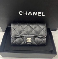 Chanel cf 卡包 拉鏈 黑金 荔枝牛皮 25k 26c 26p cardholder with zipped classic Flap 垂蓋 card holder Wallet 銀包 錢包 