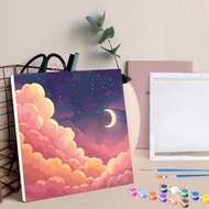1pc Framed Painting By Numbers Cartoon Abstract Moon Sky Beginner Kits Easy To Paint Diy Crafts Kits
