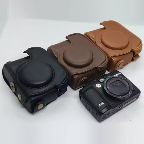 PU Leather Camera Case Bag for Canon Powershot G15 G16 Full Body Cover With Strap