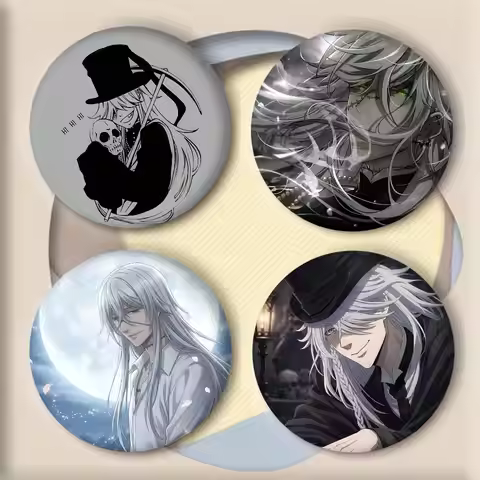 Anime B-Black B-Butler Undertaker Cartoon Badge Round Art Brooch Clothes Backpack Accessories Lapeln