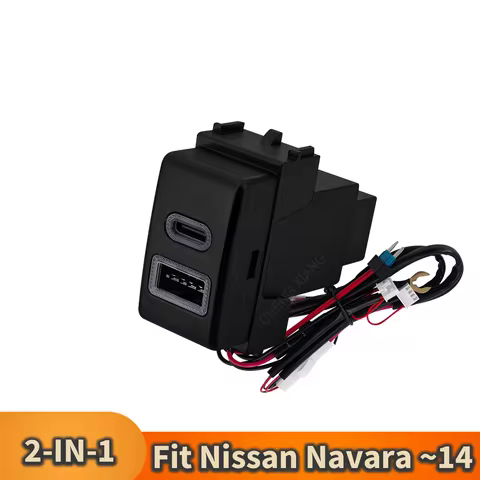 Dual QC3.0 TYPE-C PD USB Car Charger Socket For Nissan Patrol Y61 Y62 Navara D40 Pathfinder R51 X-Tr