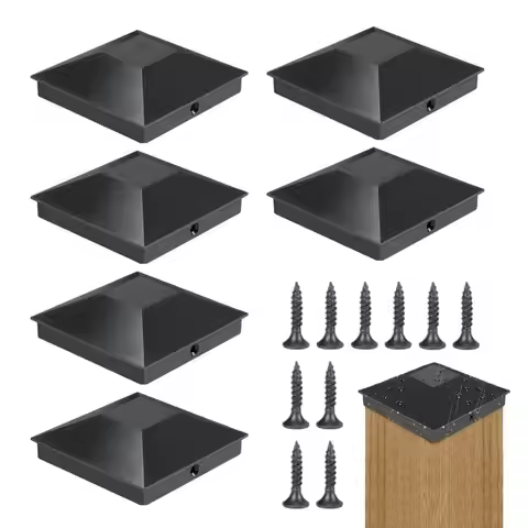 6Pcs PP Fence Post Caps Decor Corridors Covers Black Waterproof Fence Caps Outdoor Post Cover for Pr