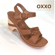 OXXO รองเท้าเพื่อสุขภาพ รองเท้าส้นสูงพร้อมสายรัดส้น งานเย็บมือทนทาน สวมใส่สบาย น้ำหนักเบามาก 1a6178