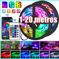 5M USB 5050 RGB LED Strip Lights with Music Sync, Remote, and App for TV and Bedroom Lighting.