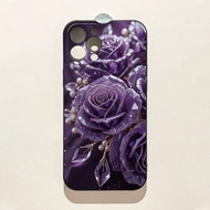 เคสโทรศัพท์กันตกชิ้นเดียว กราฟฟิกดอกไม้สีม่วงพิมพ์ขอบตรงระบายอากาศเข้ากับไอโฟน 16/11/16pro/16plus/16