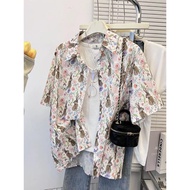 Cuites Hawaiian Shirt Short Sleeves Cartoon Pattern Loose Fit Women's Shirts Comfortable To Wear New