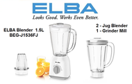 ELBA 1.5L Twin Jug Blender With 1 Grinder Mill, BEG-J1536FJ