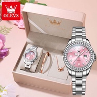 OLEVS Jam Tangan Perempuan Hadiah Original Waterproof Quartz Luminous Casual Luxury Diamond Watch Wo