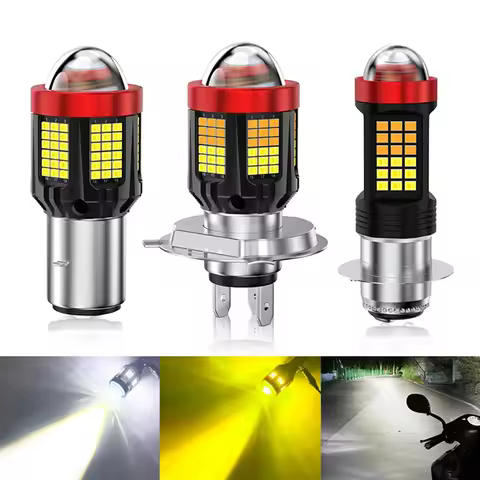 1X NEW H4 BA20D H6 P15D 2016 LED Motorcycle Headlight Dual Color White Yellow Lens Fog Lamp for Moto