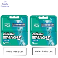Gillette Mach3+ Fresh Cartridges 6's/Gillette March3+ Fresh Cartridges 3's