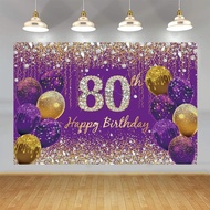 Glitter Purple 80th Birthday Party Banner Photography Background 80th Birthday Photography Backdrop