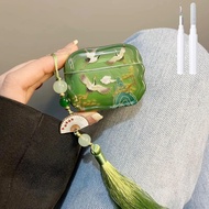 Compatible with AirPods 4 Case Soft with Cleaner Kit Keychain Lucky Elegant Crane Cover for Girls Wo