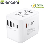LENCENT PD 30W Fast Charger Universal Travel Adapter International Charger with 2 USB Ports & 3 USB-