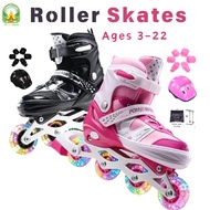 Roller Skate Shoes Adjustable Blades Skate Shoes Flash Wheel For Kids/Adult For Beginner Roller Skat