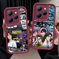 A-39 Initial D Case for Infinix Smart HOT 40i 30i 30 9 40 8 Pro HD Plus Wine Red