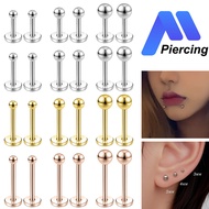 10Pcs/Set Stainless Steel Labret Lip Piercing 20G/18G/12G Stud Earrings Plug-In Nostril Piercing Rou