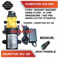 DINAMO POMPA DC 12V 100PSI DAN ADAPTOR / POMPA AIR 12V DC ALAT CUCI MOTOR TEKANAN TINGGI AUTO CUT OF