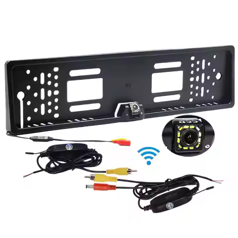 Parking Backup Reverse Car Wireless Rear View Camera with EU License Plate Frame CCD HD 170 Degree N