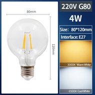 Retro Edison E27 E14 4W 6W glass chimney LED Filament Bulb Lamp 220V-240V Light Bulb C35 G45 A60 G80