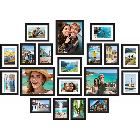 19 Pack Picture Frames Collage Wall Decor for Mounting or Tabletop Display, Photo Gallery Frame Set,