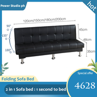 1.2m/1.8m  2 in 1 Thicker Foldable Sofa Bed 90°/135°/180° Angle Durable 4 Seater PU Leather Sofa with Wooden frame  Expanded width 95cm